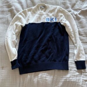 Navy and White Cotton Sweater